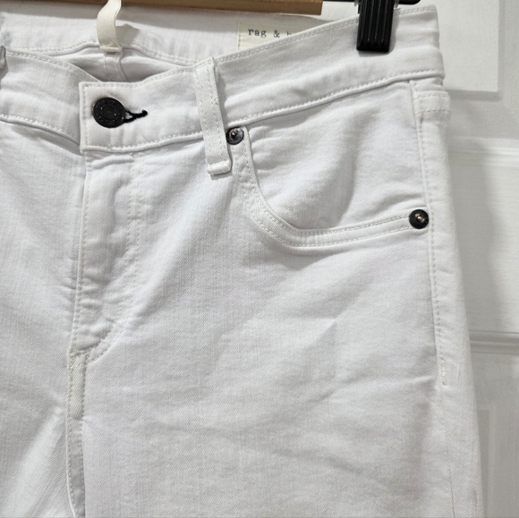 Rag & Bone /JEAN Capri Skinny Jeans White Raw Frayed Hem Stretch Size 29 - Picture 4 of 14